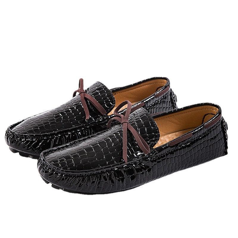 Damen lackierte Mokassin-Fahrerhalbschuhe mit Krokoprägung, weichem Lederfutter und profilierter Noppenlaufsohle EB