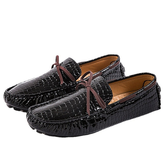 Damen lackierte Mokassin-Fahrerhalbschuhe mit Krokoprägung, weichem Lederfutter und profilierter Noppenlaufsohle EB
