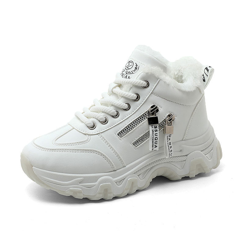 Damen gefütterte High-Top Sneakers mit modischem Design und praktischen Reißverschlussdetails EB