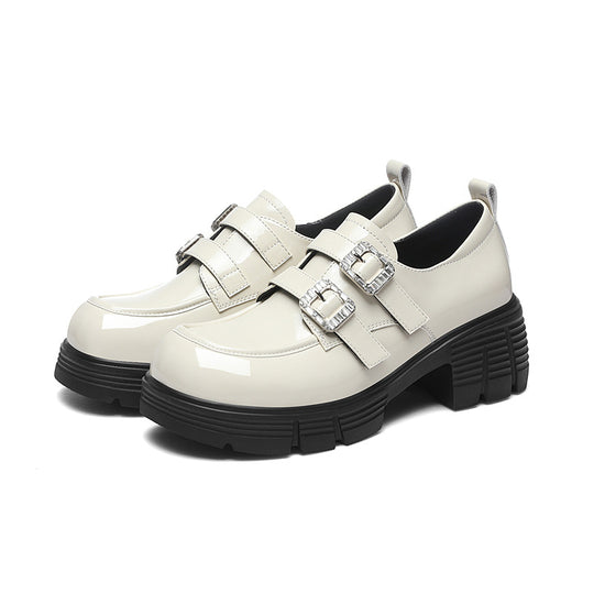 Damen Modische Plateau-Schnürschuhe mit doppeltem Riemenverschluss EB