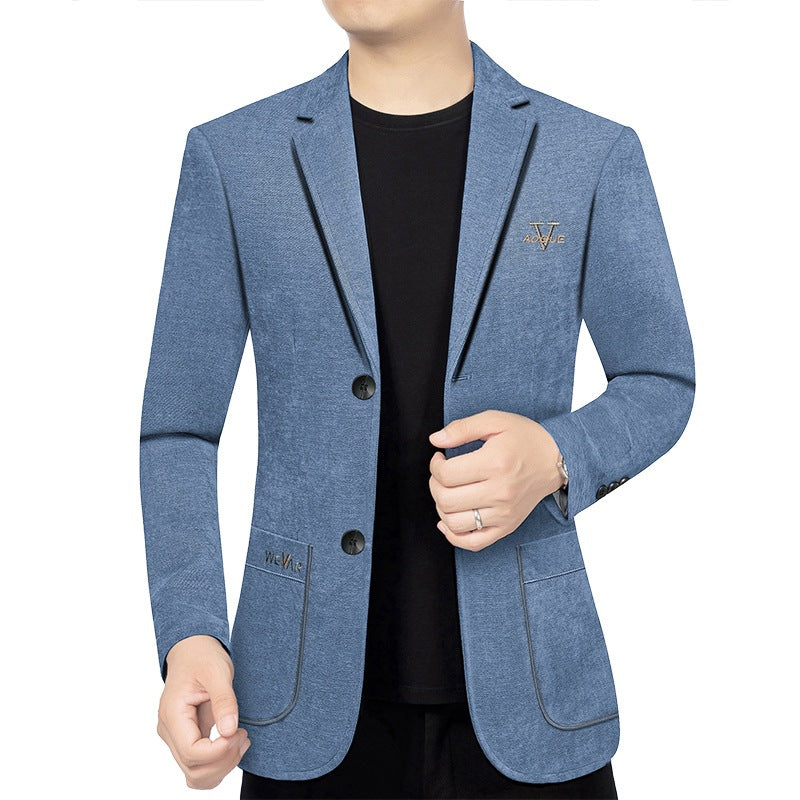 Herren Casual-Sakko in Denimoptik mit Slim-Fit und aufgesetzten Taschen EB