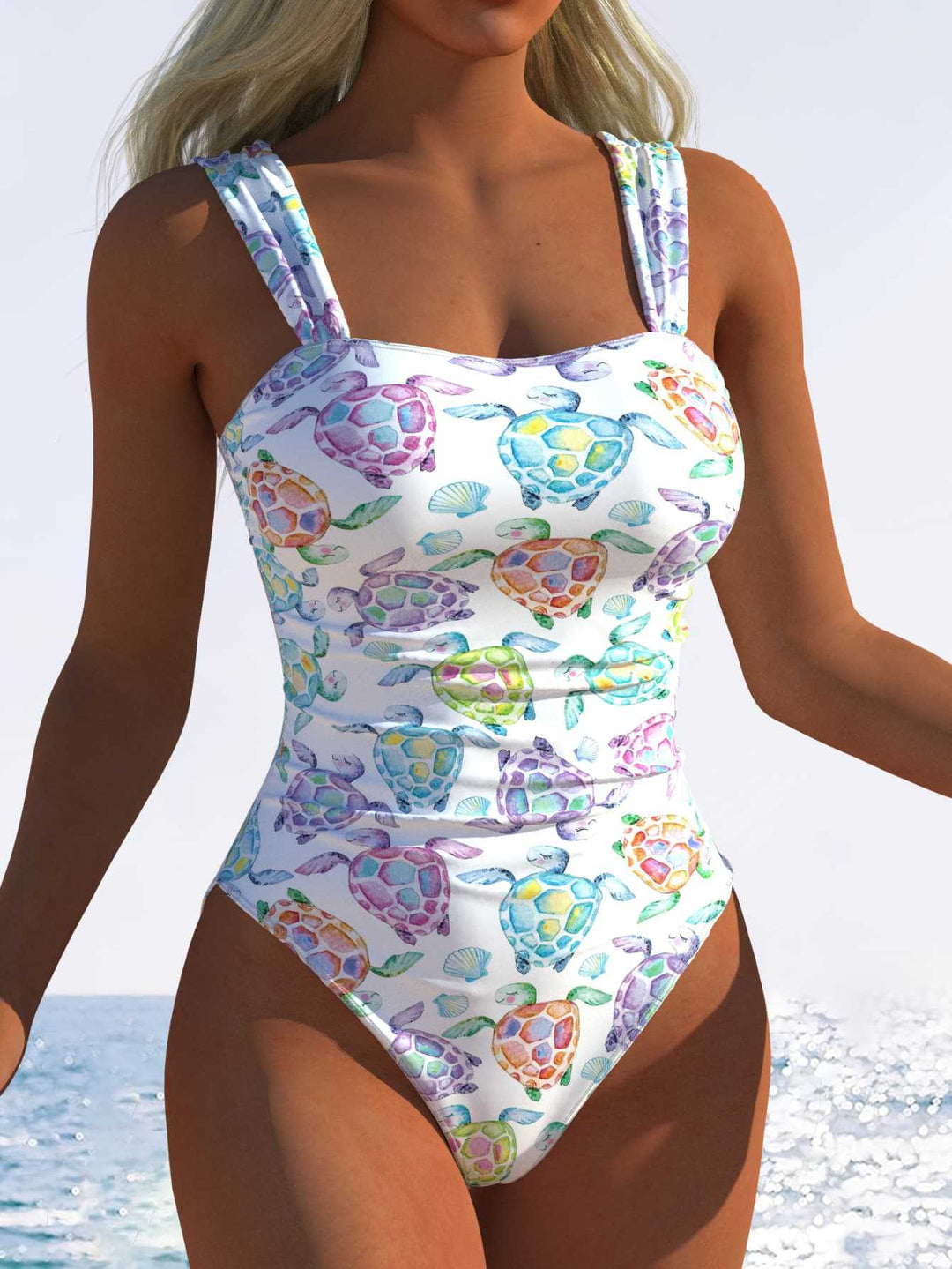 Damen Einteiliger Badeanzug mit innovativem Animal-Print und hohem Beinausschnitt EB