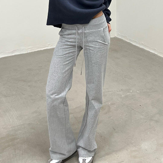 Damen nan weite Sweatpants mit hohem Komfortbund, Kordelzug und aufgesetzten Taschen EB