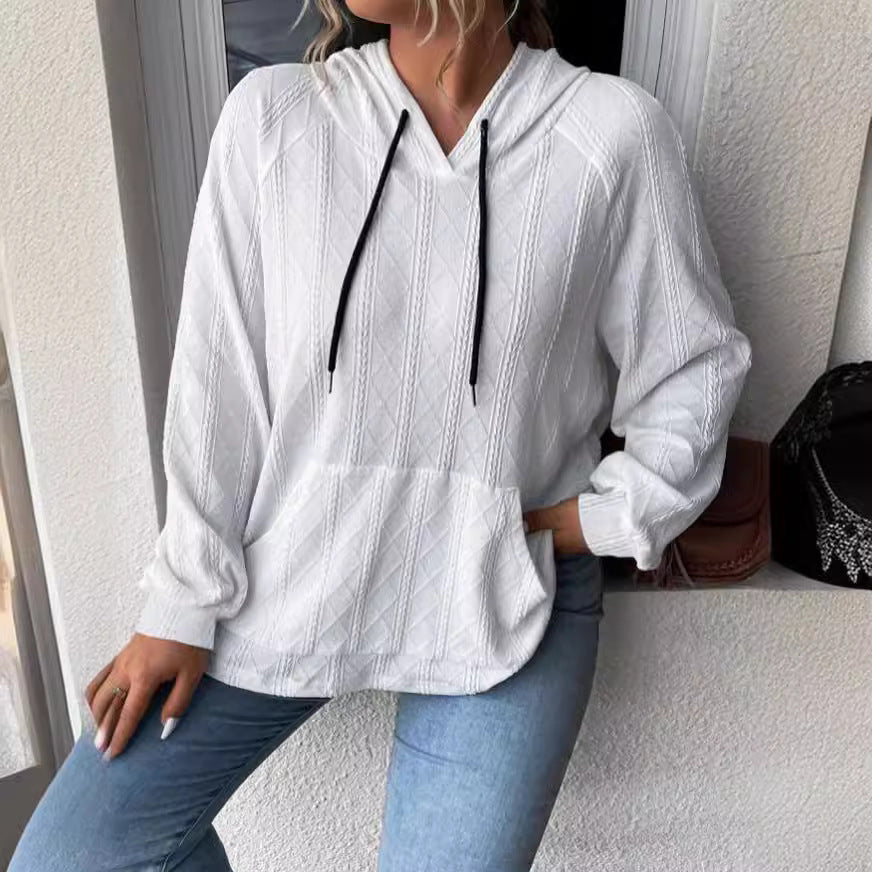 Damen Kapuzenpullover mit strukturiertem Muster und praktischer Kängurutasche EB