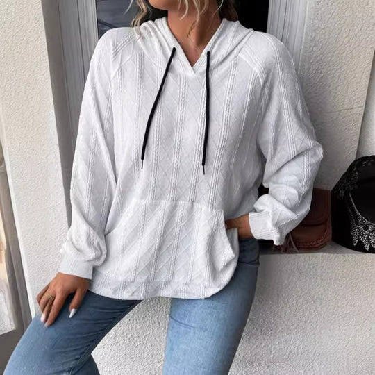 Damen Kapuzenpullover mit strukturiertem Muster und praktischer Kängurutasche EB