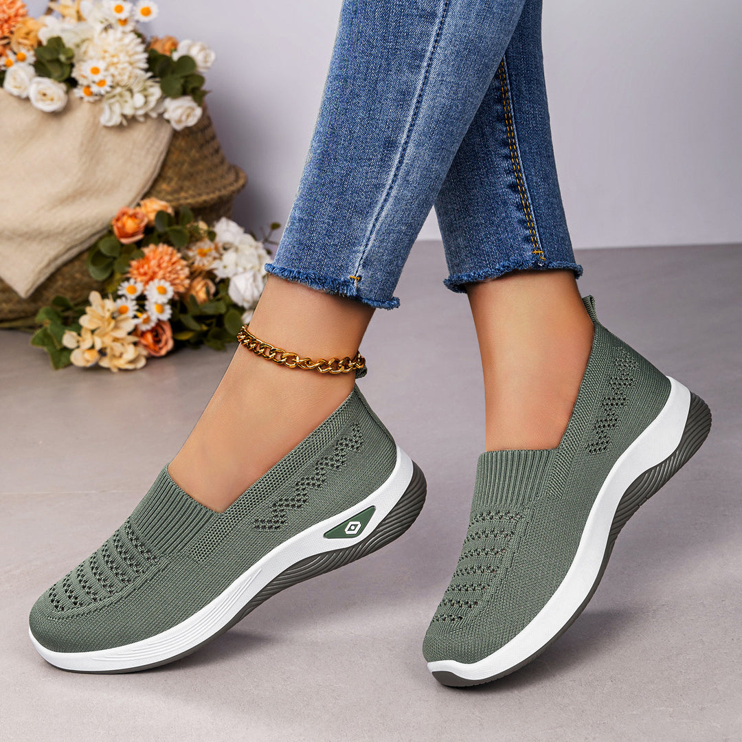 Damen Bequeme und atmungsaktive Slip-On Sneakers mit elastischem Obermaterial EB 1774525960