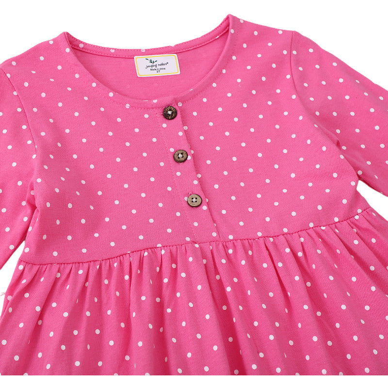 Mädchen Polka-Dots Baumwollkleid mit bezaubernden Feen-Motiven EB