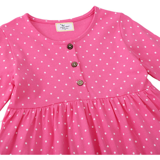 Mädchen Polka-Dots Baumwollkleid mit bezaubernden Feen-Motiven EB
