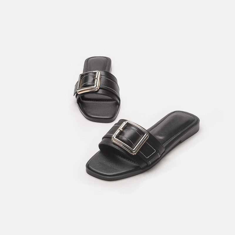 Damen modische Riemensandalen mit dekorativer Schnalle EB