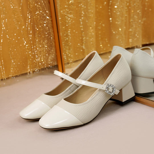 Damen Mary Jane Pumps mit eleganter Schnalle und komfortablem Blockabsatz EB