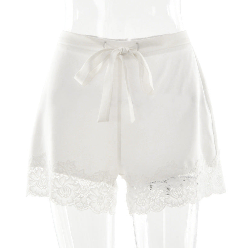 Damen Luxus Nachtshorts mit eleganter Spitzendetail EB