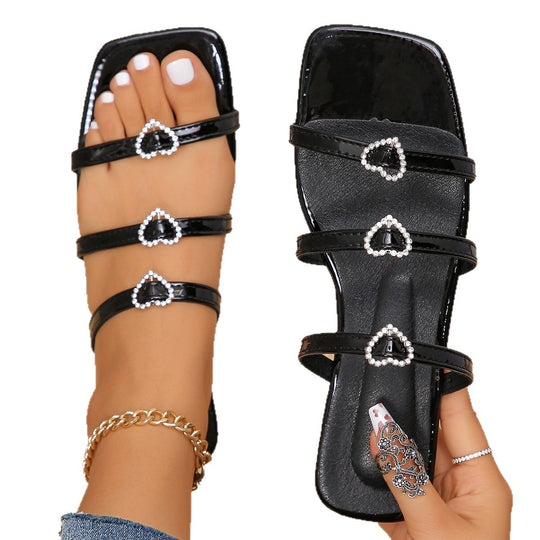 Damen Modische Sandalen mit funkelnden Strassdetails und elegantem Riemendesign EB