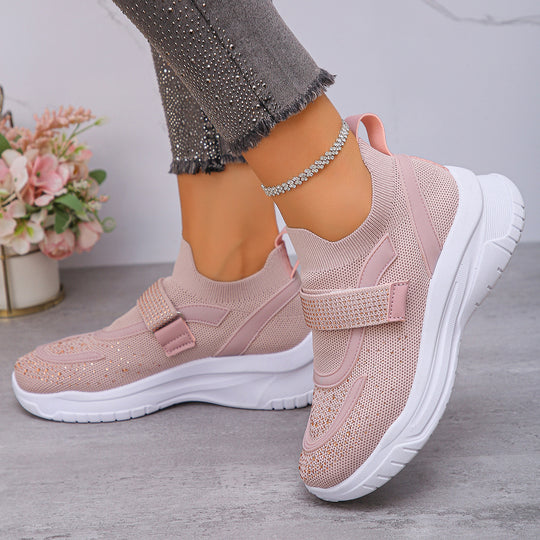 Damen Sportliche Sneakers mit Glitzer-Applikationen EB