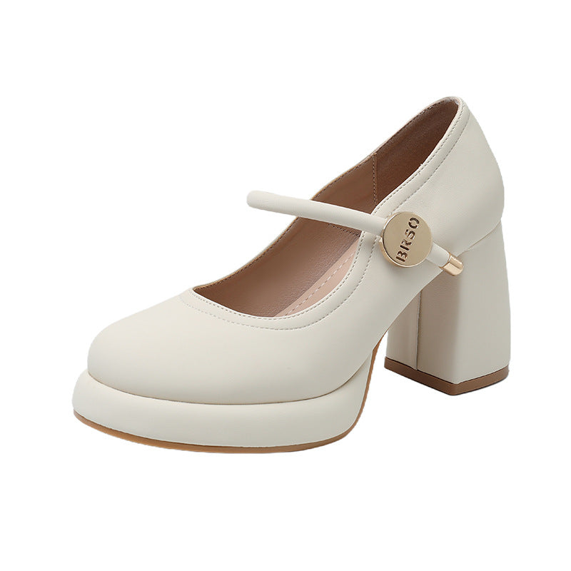 Damen elegante Mary Jane Pumps mit modischem Blockabsatz und Schnalle EB