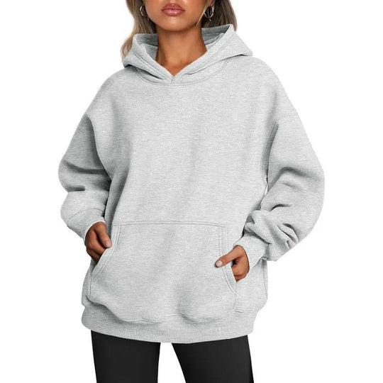 Damen nan oversized Kapuzenpullover mit verlängerter Silhouette und Kängurutasche EB