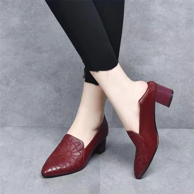 Damen Elegante und modische Slingback-Pumps mit Blumendesign und Blockabsatz EB