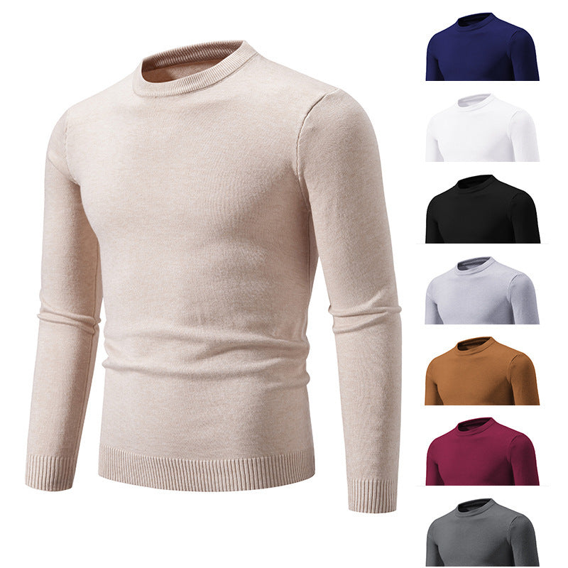 Herren Feiner Strickpullover mit Rundhalsausschnitt und Rippdetails EB