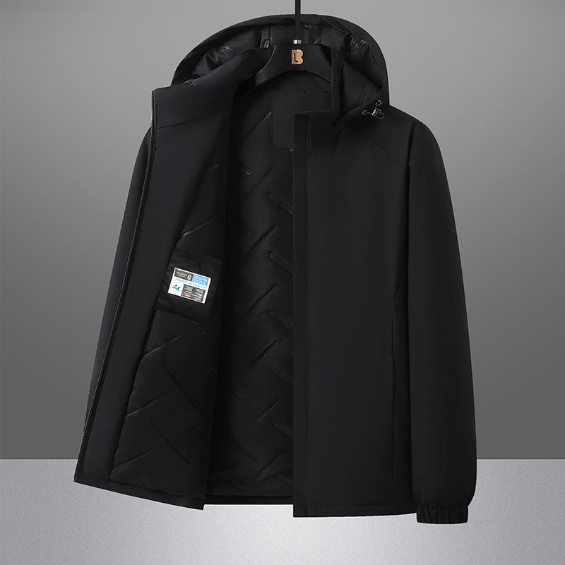 Herren wasserabweisender Urban-Softshell-Kapuzenblouson mit leicht wattierter Steppinnenlage, verdecktem Reißverschluss und elastischen Bündchen EB