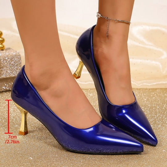 Damen Elegante Hochhackige Pumps mit glänzendem Design EB