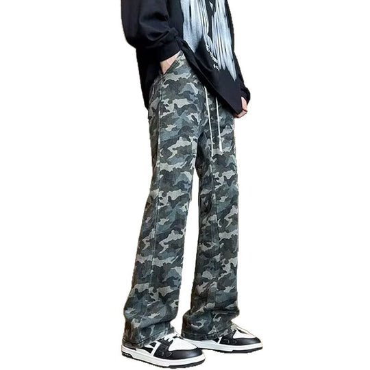 Herren weite Cargohose mit modischem Camouflage-Muster und verstellbarem Bund EB