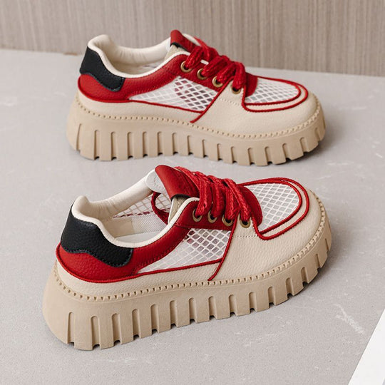 Damen Trendige Plateau Sneakers mit atmungsaktivem Netzdesign EB