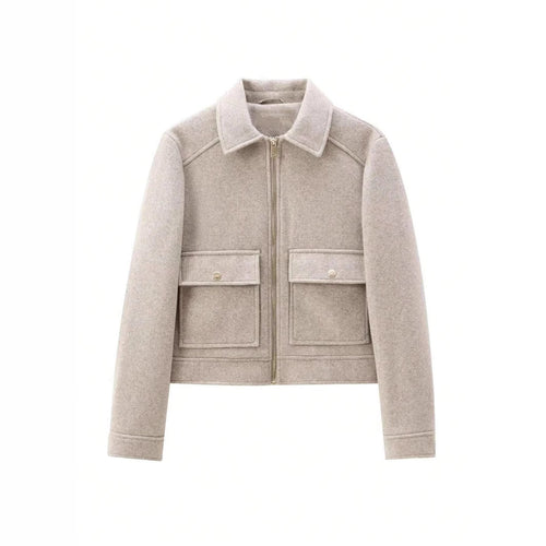 Damen modische kurz geschnittene Jacke mit praktischen Pattentaschen EB