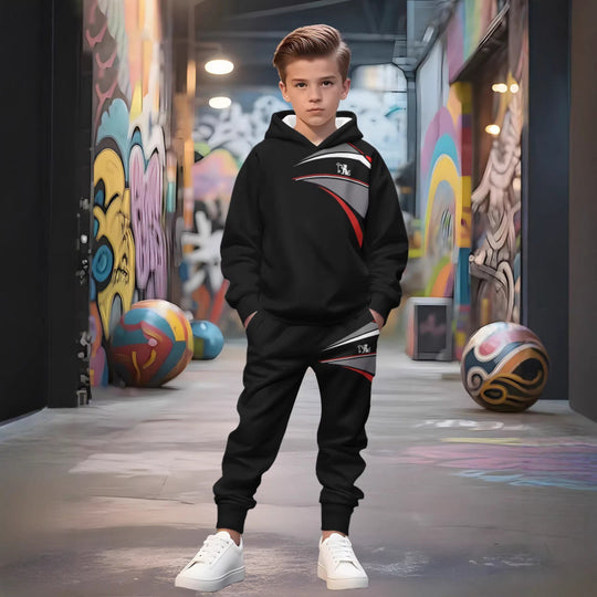 Unisex nan Kinder Jogginganzug mit Kapuzenpullover und detailreichem Auto-Print EB