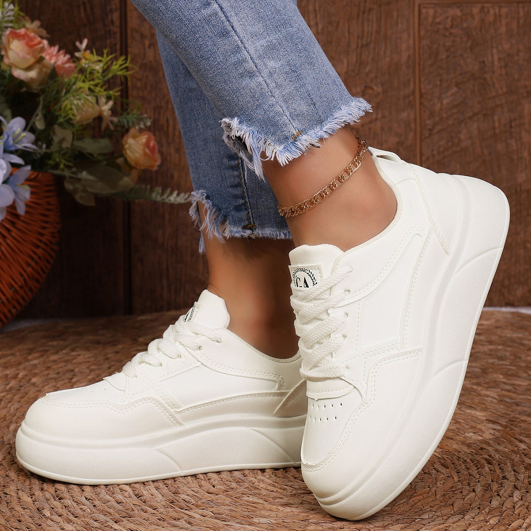 Damen Komfortable Sneakers mit dicker Laufsohle und modischem Design EB