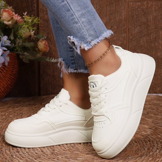 Damen Komfortable Sneakers mit dicker Laufsohle und modischem Design EB