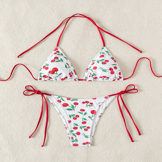 Damen Triangel-Bikini mit fröhlichem Kirschmotiv EB