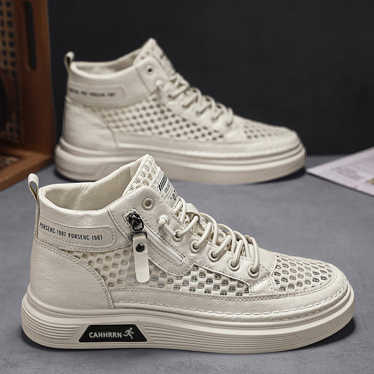 Damen modische High-Top Sneakers mit atmungsaktivem Netzdesign und rutschfester Laufsohle EB