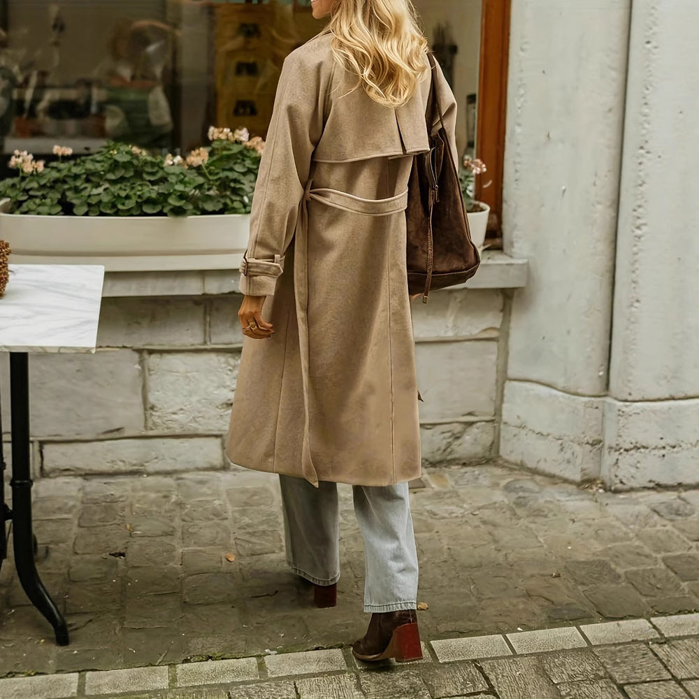 Damen eleganter Wollmantel mit praktischem Gürtel EB