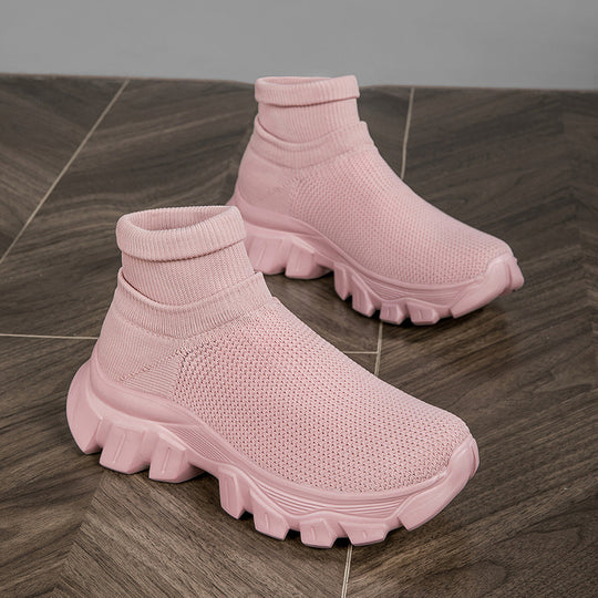 Damen Atmungsaktive Slip-On Sneakers mit luftdurchlässiger Strick-Oberfläche und flexibler Sohle EB