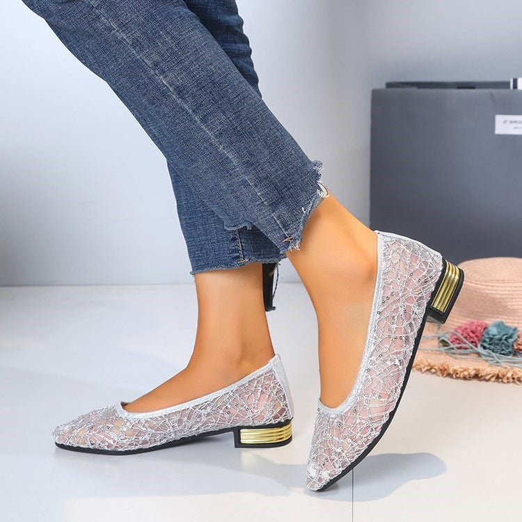 Damen Ballerinas mit funkelnden Verzierungen EB