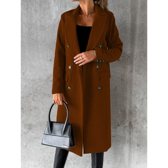 Damen Eleganter Doppelreihiger Mantel mit hochmodernem Schnitt EB