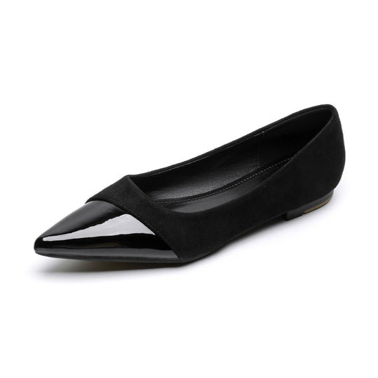 Damen elegante Ballerinas mit spitzem Zehendesign und schimmerndem Lackeinsatz EB