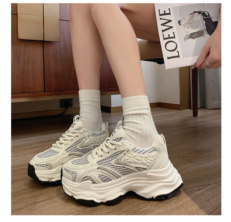 Damen Sportliche Chunky Sneakers mit atmungsaktiver Netzstruktur und dämpfender Sohle EB