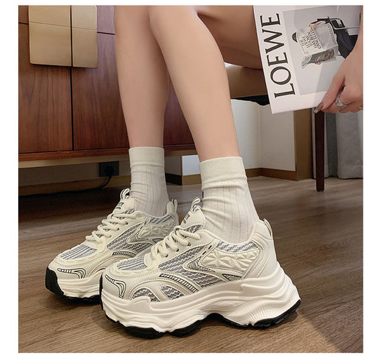 Damen Sportliche Chunky Sneakers mit atmungsaktiver Netzstruktur und dämpfender Sohle EB