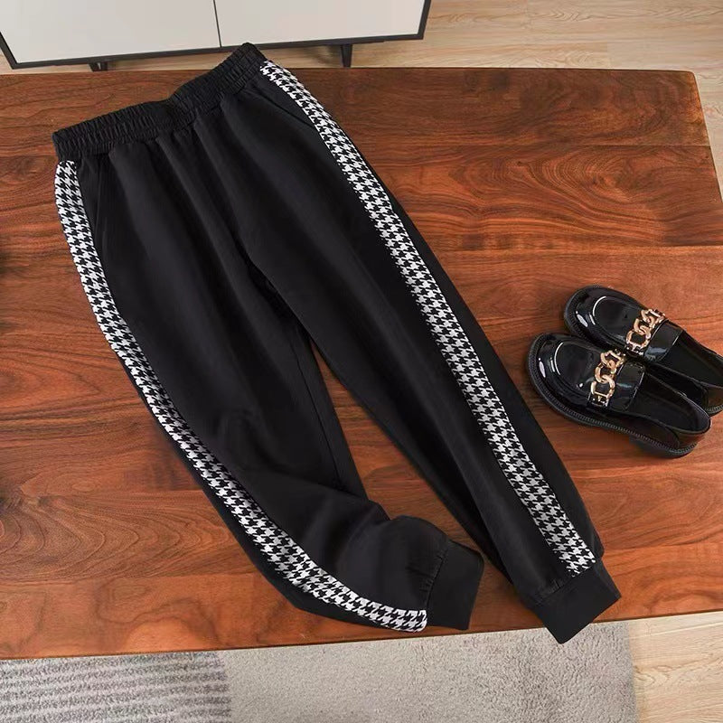 Damen modisches Sweat-Set mit karierter Struktur und lässigem Schnitt EB