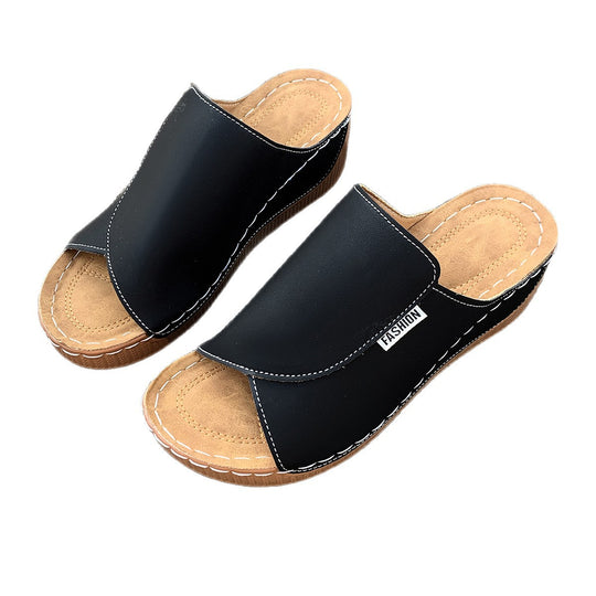 Damen  Slip-On Keil-Mules mit ergonomischem Memory-Fußbett und leicht profilierter Laufsohle EB