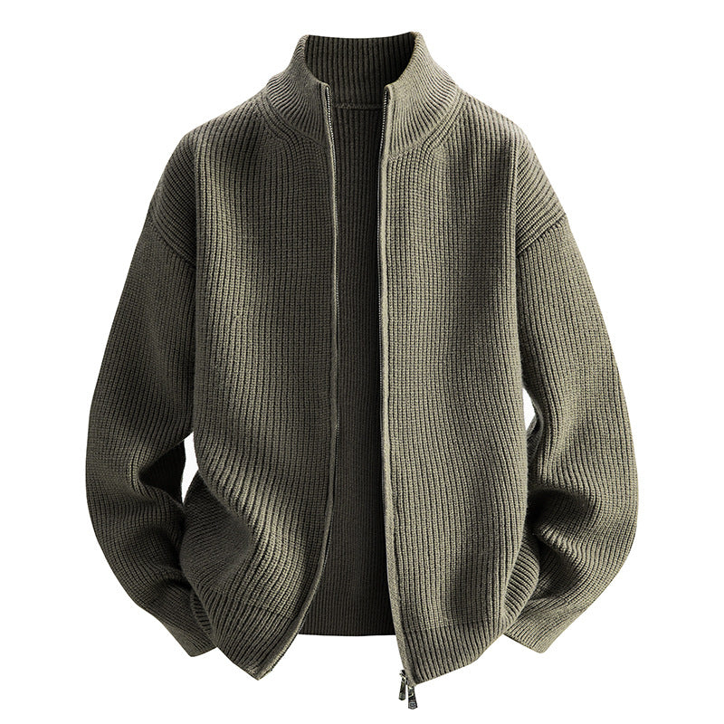 Damen modische Strickjacke mit hohem Kragen und Reißverschluss EB