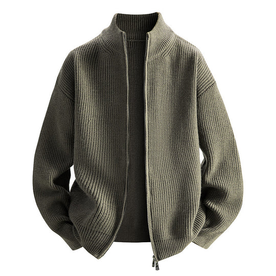 Damen modische Strickjacke mit hohem Kragen und Reißverschluss EB