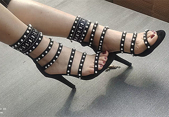 Damen elegante Stilettosandalen mit modischen Applikationen EB