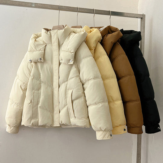 Damen modische pufferjacke mit hohem Kragen und praktischen Taschen EB