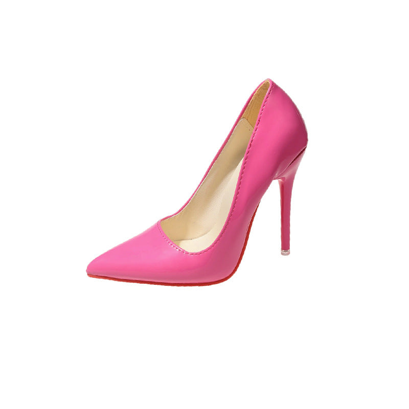 Damen Klassische High Heels mit spitz zulaufendem Design und hochglänzender Oberfläche EB
