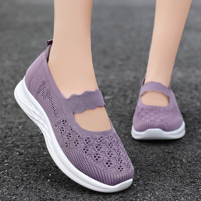 Damen Atmungsaktive Ballerinas mit elastischem Riemen und rutschfester Sohle EB