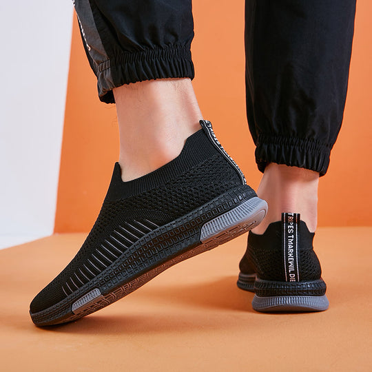 Damen Komfortable Slip-On Sneakers mit atmungsaktiver Strickoberfläche EB