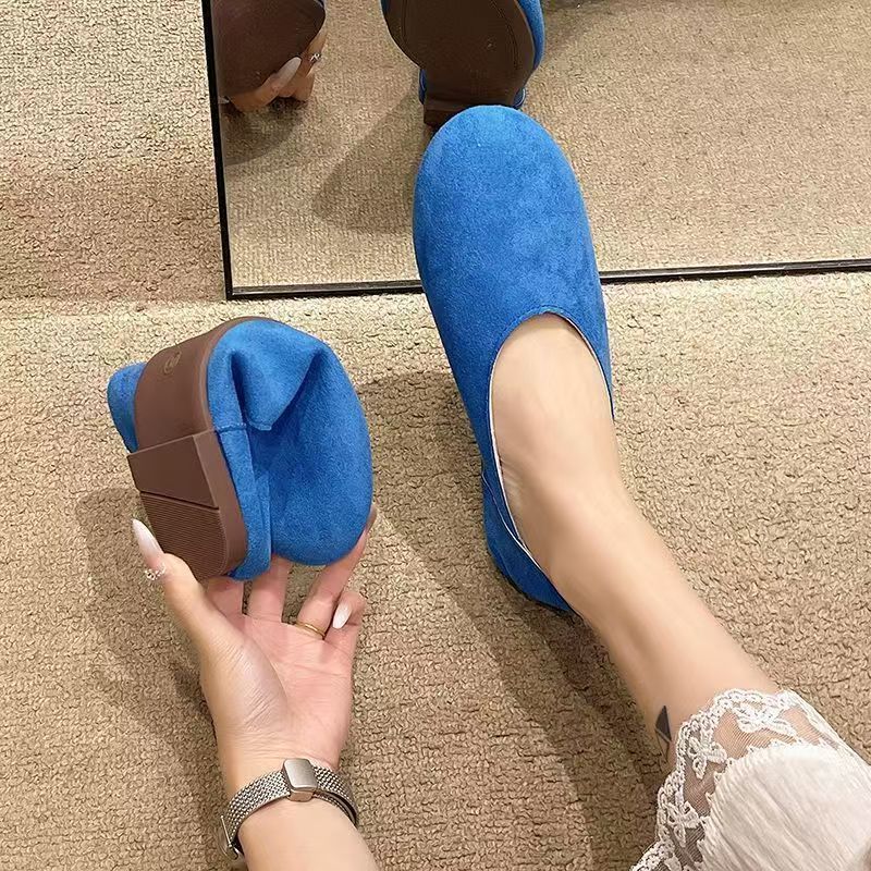 Damen flache Ballerinas aus hochwertigem Veloursleder EB