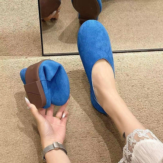 Damen flache Ballerinas aus hochwertigem Veloursleder EB