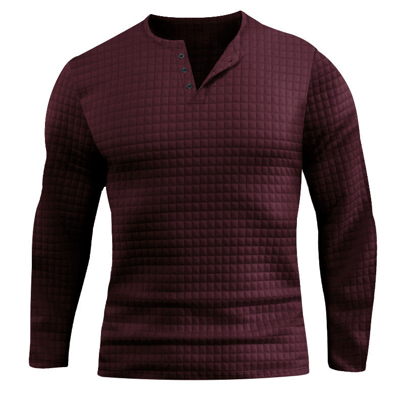Herren Langarmshirt mit strukturiertem Design und modischem Knopfverschluss EB